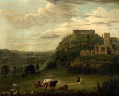 Veduta del castello di Nottingham con la chiesa di San Nicola e case, c.1742-50 da Paul Sandby